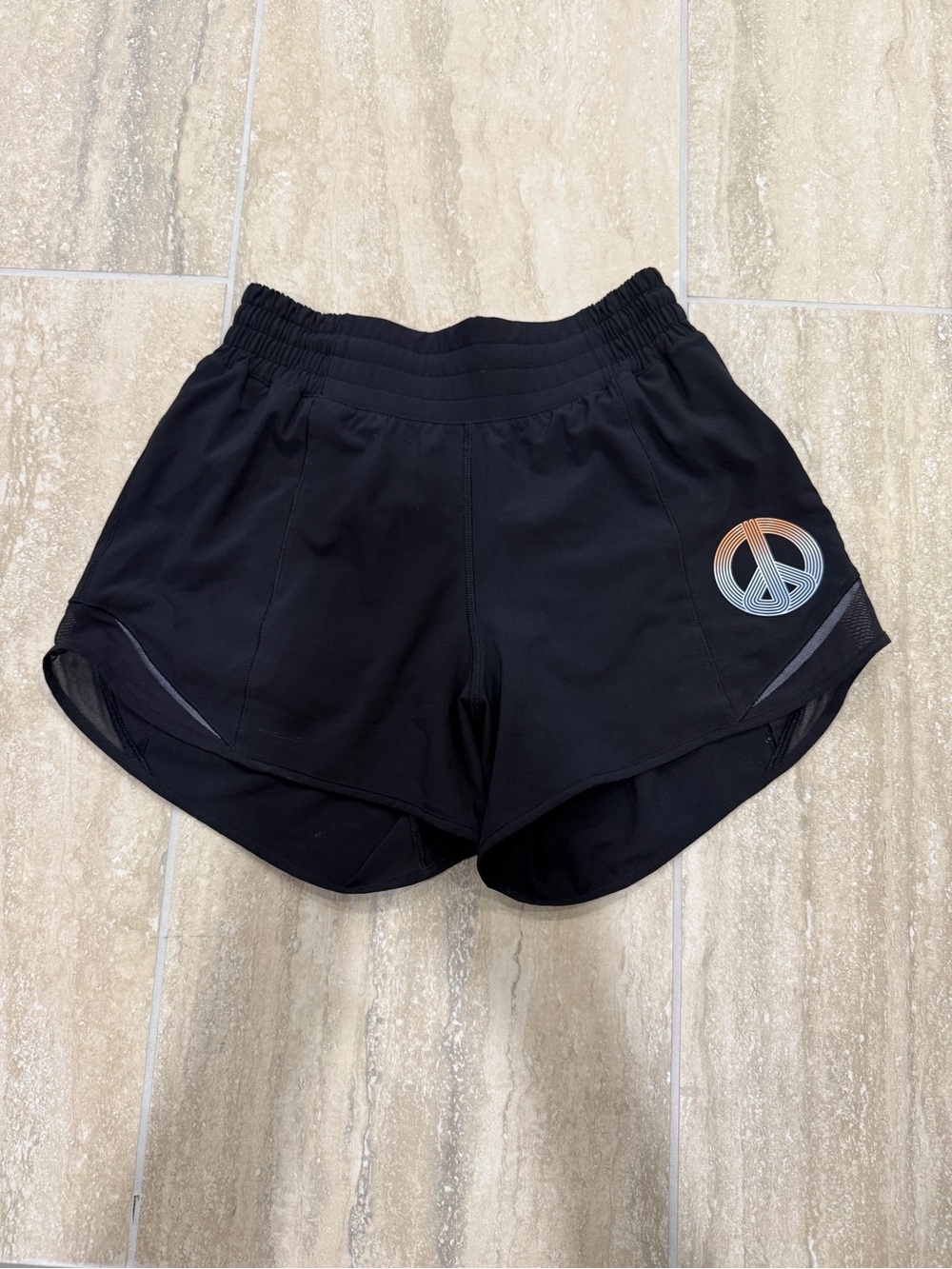 Lululemon special edition Women's Black Active Shorts with Peace Logo